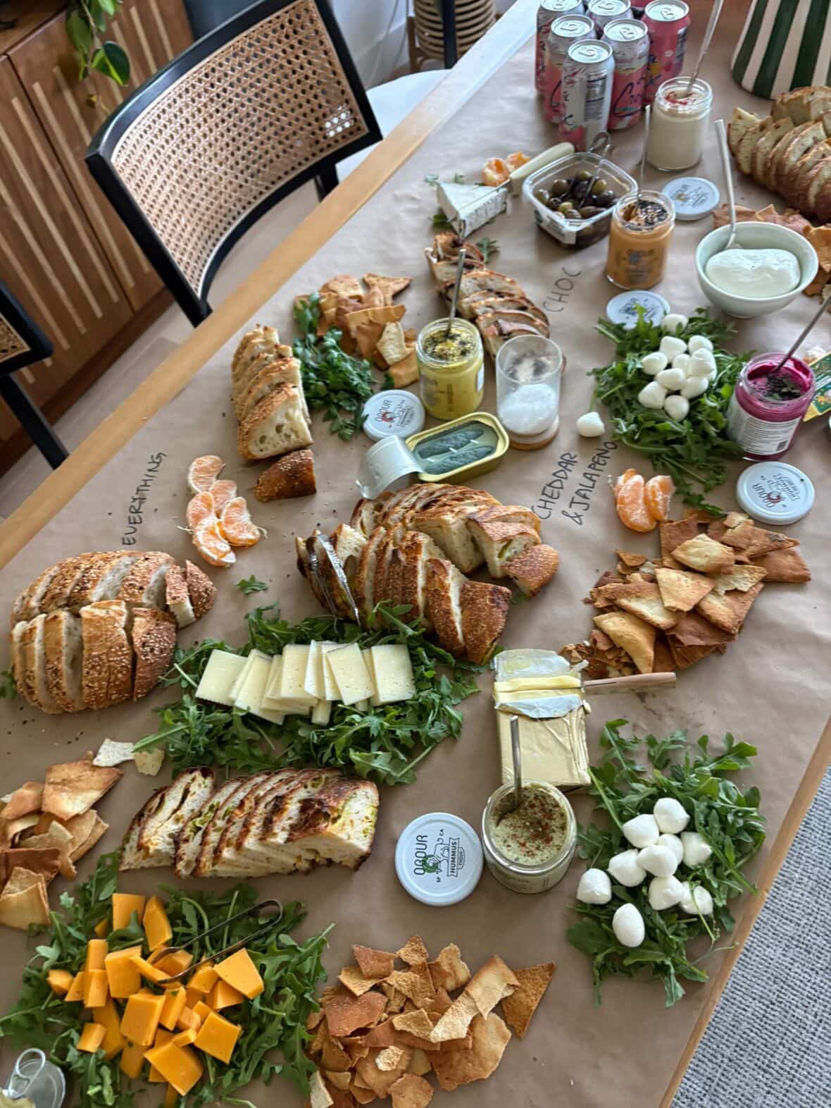 Sourdough bread on a shared table with friends